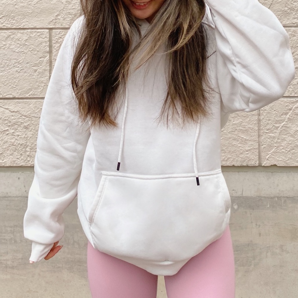 white oversized hoodie